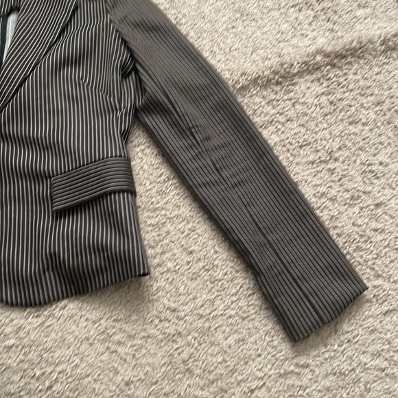 Old Navy Collection Stretch Blazer Suit Jacket Striped Black Brown White Vintage - Picture 3 of 9